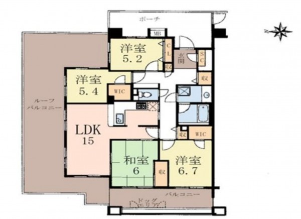 藤沢市川名、マンションの間取り画像です