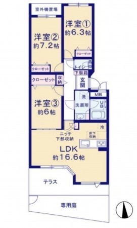 藤沢市大鋸、マンションの間取り画像です