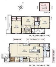 藤沢市弥勒寺、新築一戸建ての間取り画像です