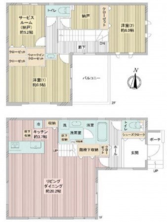 藤沢市藤が岡、マンションの間取り画像です