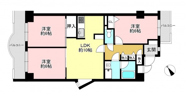 藤沢市片瀬海岸、マンションの間取り画像です