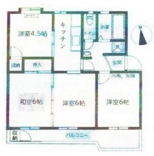 藤沢市大庭、マンションの間取り画像です