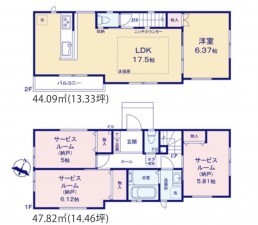 藤沢市藤が岡、新築一戸建ての間取り画像です