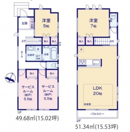 藤沢市藤が岡、新築一戸建ての間取り画像です