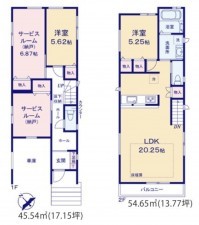 藤沢市本鵠沼、新築一戸建ての間取り画像です