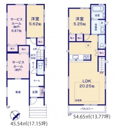 藤沢市本鵠沼、新築一戸建ての間取り画像です