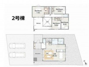 藤沢市鵠沼藤が谷、新築一戸建ての間取り画像です