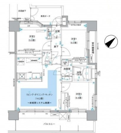 藤沢市城南、マンションの間取り画像です