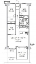 藤沢市辻堂西海岸、マンションの間取り画像です