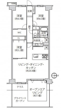 藤沢市辻堂西海岸、マンションの間取り画像です