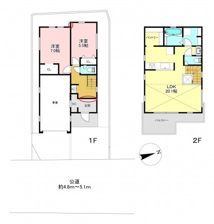 藤沢市辻堂、新築一戸建ての間取り画像です