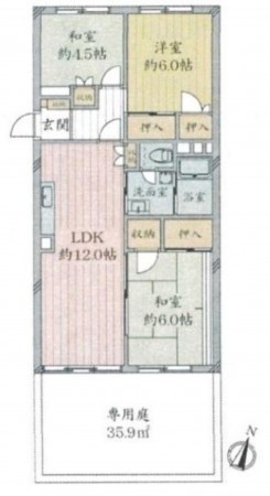 藤沢市辻堂東海岸、マンションの間取り画像です