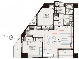 藤沢市藤沢、マンションの間取り画像です