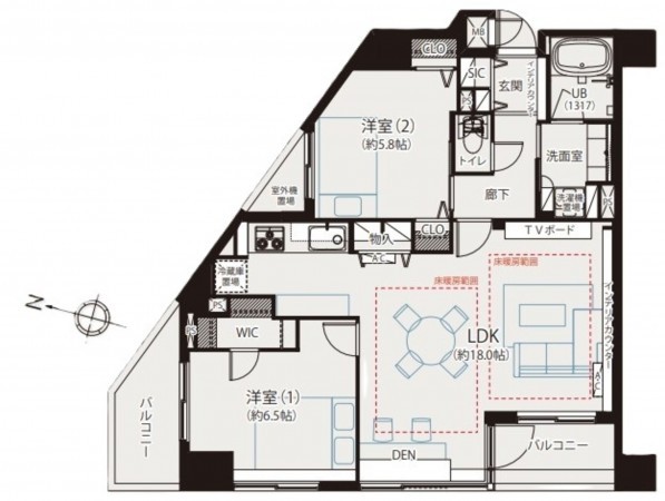 藤沢市藤沢、マンションの間取り画像です
