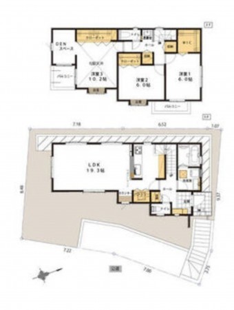 藤沢市渡内、新築一戸建ての間取り画像です