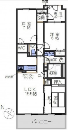 藤沢市川名、マンションの間取り画像です