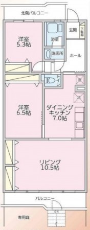 藤沢市辻堂西海岸、マンションの間取り画像です