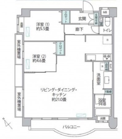 藤沢市片瀬海岸、マンションの間取り画像です