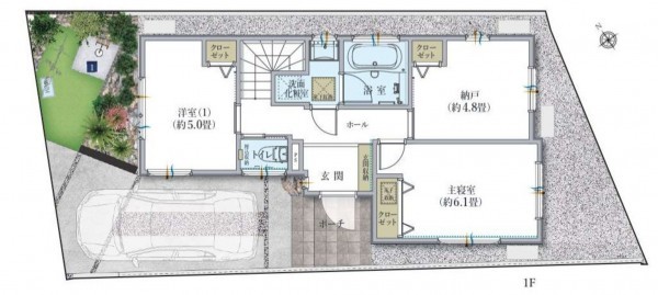 藤沢市辻堂、新築一戸建ての間取り画像です