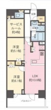 藤沢市辻堂新町、マンションの間取り画像です