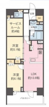 藤沢市辻堂新町、マンションの間取り画像です