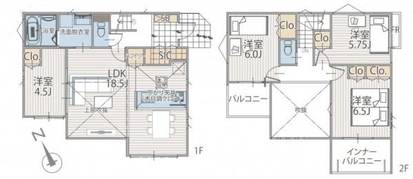 藤沢市鵠沼神明、新築一戸建ての間取り画像です