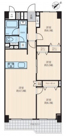 藤沢市片瀬海岸、マンションの間取り画像です