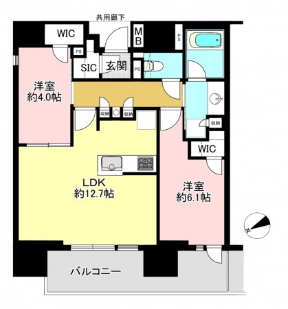 藤沢市片瀬海岸、マンションの間取り画像です