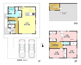 藤沢市辻堂東海岸、新築一戸建ての間取り画像です