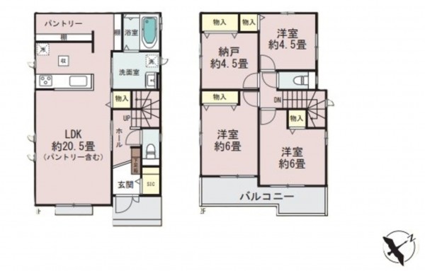藤沢市辻堂元町、新築一戸建ての間取り画像です