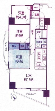 藤沢市川名、マンションの間取り画像です