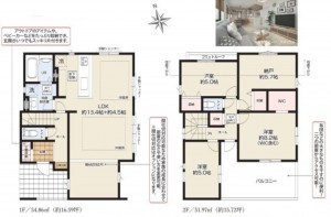 藤沢市渡内、新築一戸建ての間取り画像です