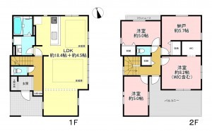 藤沢市渡内、新築一戸建ての間取り画像です