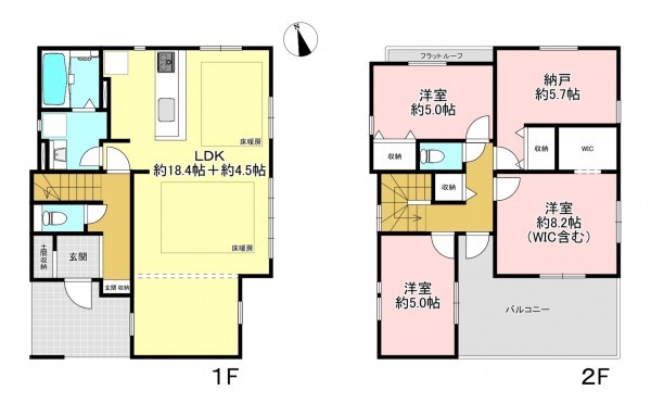藤沢市渡内、新築一戸建ての間取り画像です