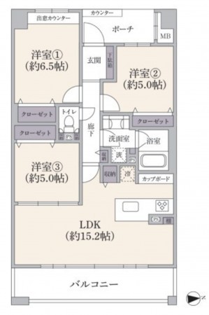 藤沢市片瀬、マンションの間取り画像です