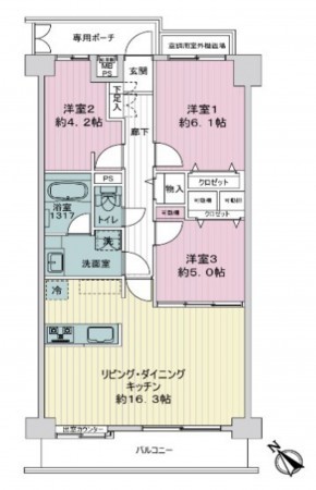藤沢市藤沢、マンションの間取り画像です