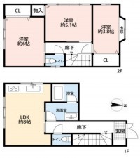 藤沢市羽鳥、中古一戸建ての間取り画像です