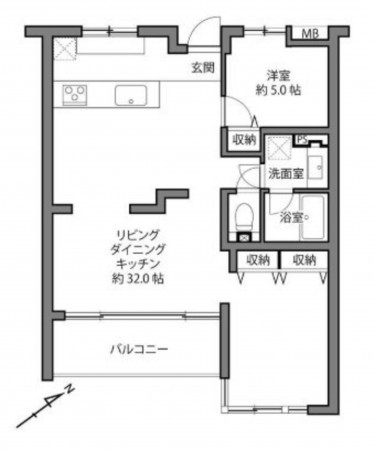 藤沢市片瀬海岸、マンションの間取り画像です