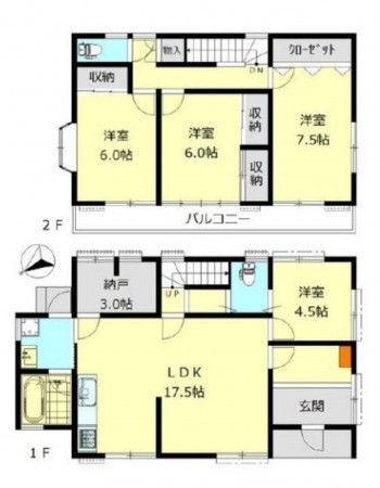 藤沢市藤沢、中古一戸建ての間取り画像です