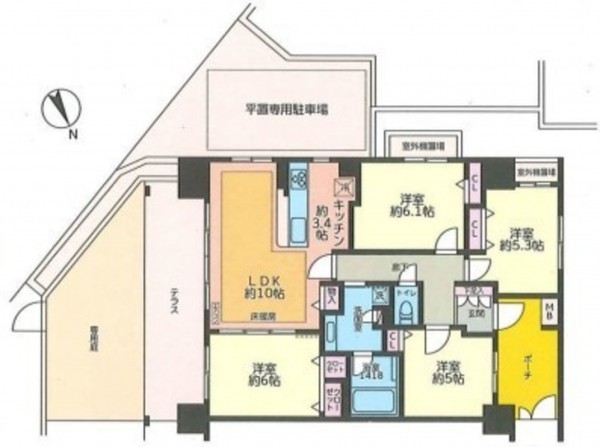 藤沢市藤沢、マンションの間取り画像です