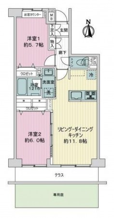 藤沢市片瀬、マンションの間取り画像です