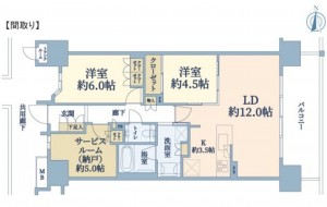 藤沢市鵠沼東、マンションの間取り画像です