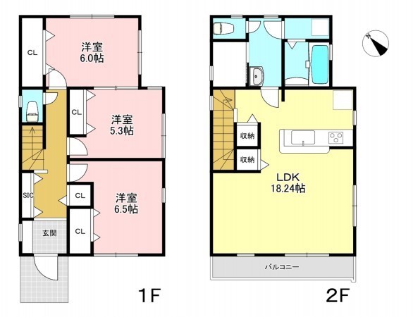 藤沢市辻堂、新築一戸建ての間取り画像です