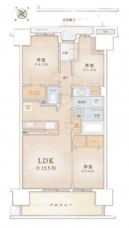 藤沢市藤が岡、マンションの間取り画像です