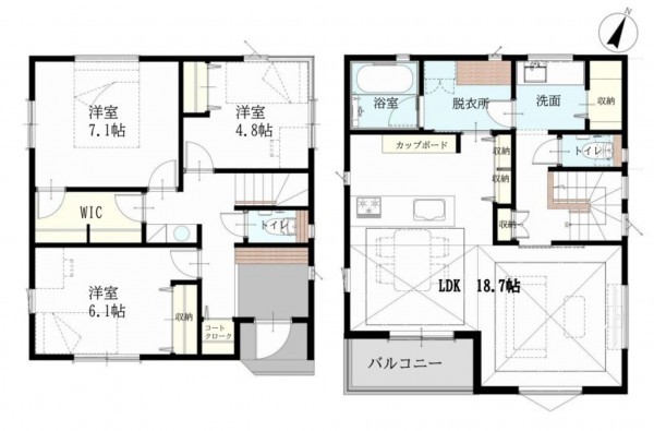 藤沢市辻堂元町、新築一戸建ての間取り画像です