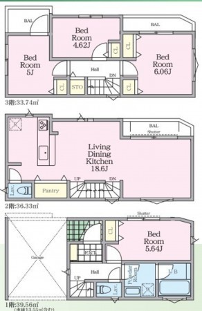 藤沢市藤沢、新築一戸建ての間取り画像です