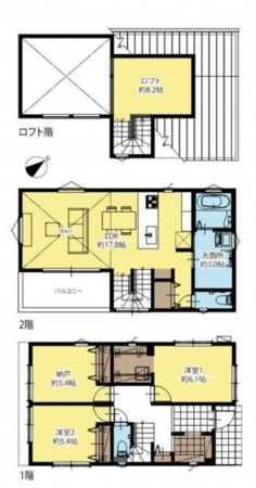 藤沢市辻堂太平台、新築一戸建ての間取り画像です
