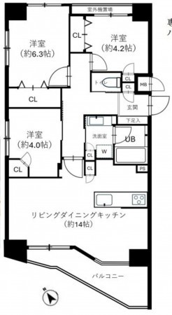 藤沢市藤沢、マンションの間取り画像です