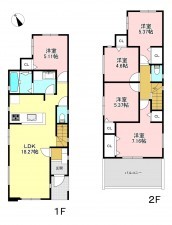 藤沢市本鵠沼、新築一戸建ての間取り画像です