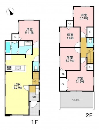 藤沢市本鵠沼、新築一戸建ての間取り画像です